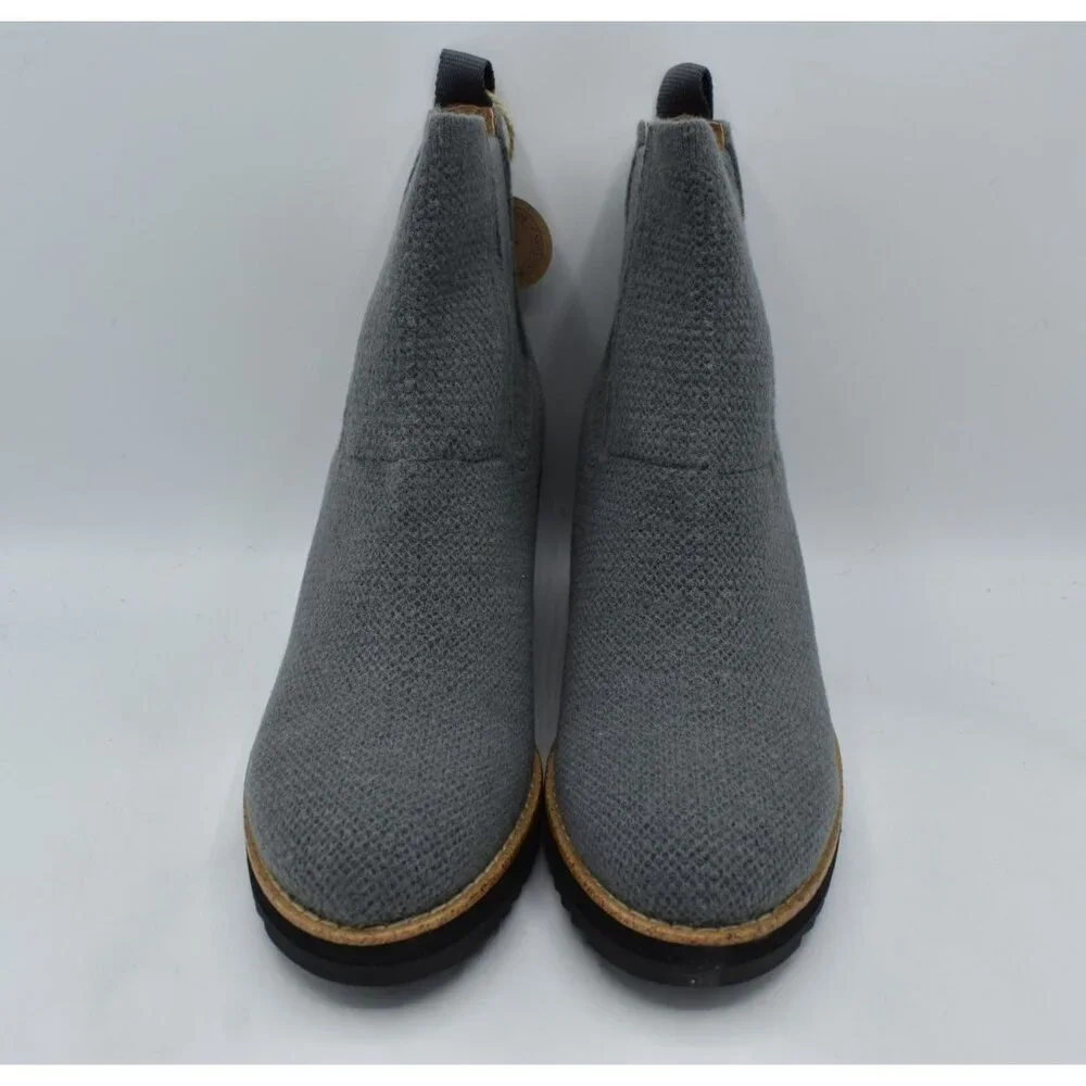 Sofft Womens Size 7.5 Eiley Grey Knit Water Resistant Platform Wedge Boots Shoes